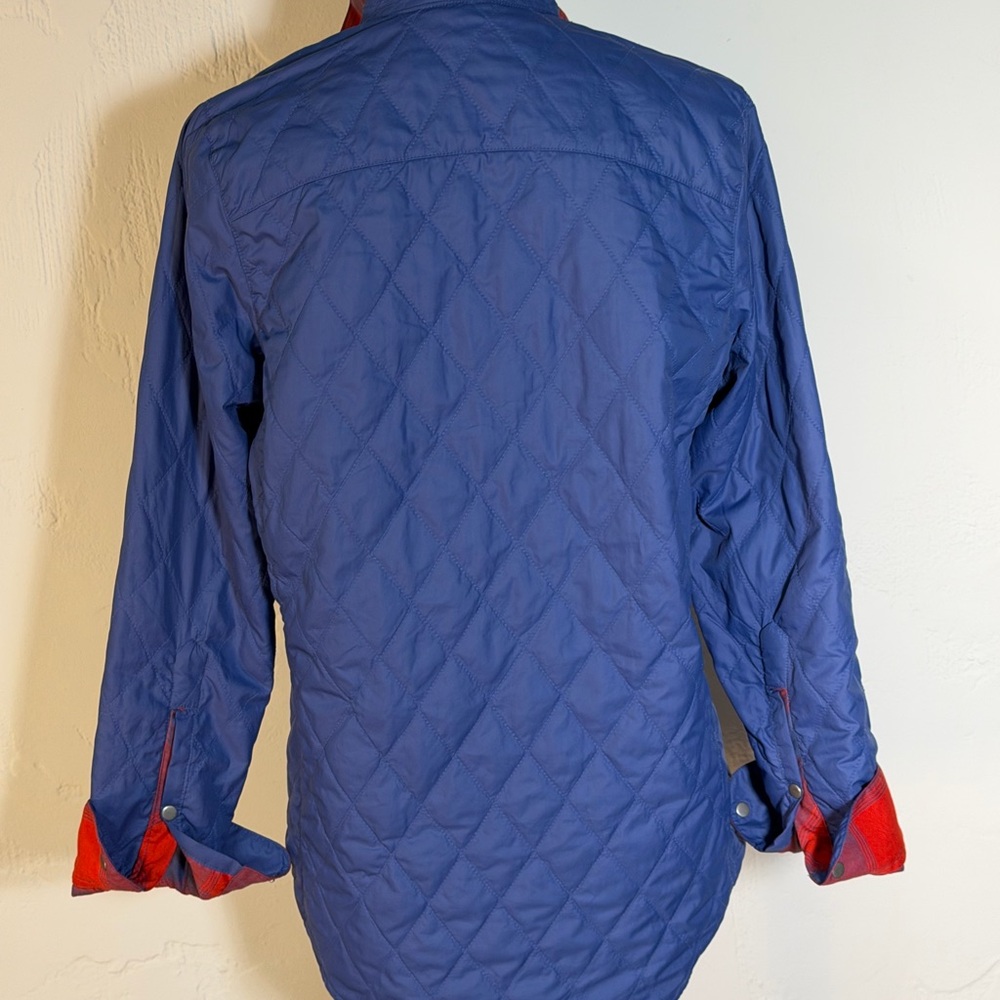 Red and Blue Plaid Reversible Quilted Shacket Snap Button-Up - Picture 4 of 16